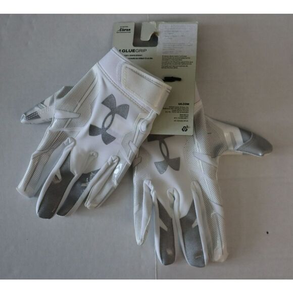 Under Armour 1370128 100 UA F8 Women Size LARGE Wht Silver Football Skill Gloves - Picture 6 of 11